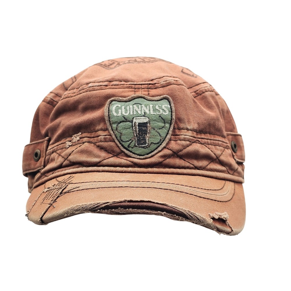 Guinness Cadet Cap Mens L/XL Brown Army Military Style Hat Beer Ireland Dublin